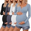 4 Pack Maternity Long Sleeve Shirts Pregnancy Tops