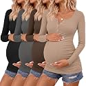 4 Pack Maternity Long Sleeve Shirts Pregnancy Tops