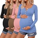 4 Pack Maternity Long Sleeve Shirts Pregnancy Tops
