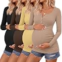4 Pack Maternity Long Sleeve Shirts Pregnancy Tops