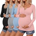 4 Pack Maternity Long Sleeve Shirts Pregnancy Tops