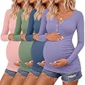 4 Pack Maternity Long Sleeve Shirts Pregnancy Tops
