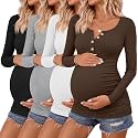 4 Pack Maternity Long Sleeve Shirts Pregnancy Tops