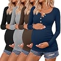 4 Pack Maternity Long Sleeve Shirts Pregnancy Tops