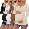 4 Pack Maternity Long Sleeve Shirts Pregnancy Tops