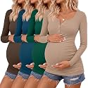 4 Pack Maternity Long Sleeve Shirts Pregnancy Tops