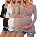 4 Pack Maternity Long Sleeve Shirts Pregnancy Tops