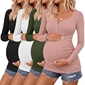 4 Pack Maternity Long Sleeve Shirts Pregnancy Tops