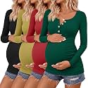 4 Pack Maternity Long Sleeve Shirts Pregnancy Tops