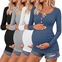 4 Pack Maternity Long Sleeve Shirts Pregnancy Tops