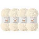 4 Pack Milky White Fluffy Velvet Yarn for Crocheting, Chunky Chenille Baby Blanket Yarn for Crochet, Soft Fuzzy Puzzle Yarn for Knitting, (100g/3.53oz Each) Bulky Thick Amigurumi Crochet Yarns