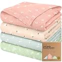 4-Pack Muslin Swaddle Blankets for Boys, Girls, Newborn Swaddles (Bloom)