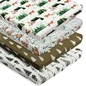4 Pack N Play Sheets Woodland Forest Animals Wood Neutral Unisex Fitted Baby N Play Sheets Fitted for Standard Pack and Plays and Mini Cribs Set for Baby Boys or Girls (Paint Fox)