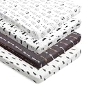 4 Pack N Play Sheets Woodland Forest Animals Wood Neutral Unisex Fitted Baby N Play Sheets Fitted for Standard Pack and Plays and Mini Cribs Set for Baby Boys or Girls
