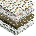 4 Pack N Play Sheets Woodland Forest Animals Wood Neutral Unisex Fitted Baby N Play Sheets Fitted for Standard Pack and Plays and Mini Cribs Set for Baby Boys or Girls (Cartoon Fox)