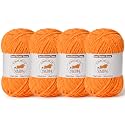 4 Pack Orange Fluffy Velvet Yarn for Crocheting, Chunky Chenille Baby Blanket Yarn for Crochet, Soft Fuzzy Puzzle Yarn for Knitting, (100g/3.53oz Each) Bulky Thick Amigurumi Crochet Yarns