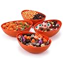 4 Pack Orange Oval Halloween Candy Serving Bowls