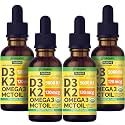 NUSAVA Organic Vitamin D3 K2 Drops with MCT Oil, Pineapple, Pack of 4