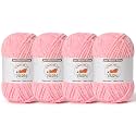 4 Pack Pink Fluffy Velvet Yarn for Crocheting, Chunky Chenille Baby Blanket Yarn for Crochet, Soft Fuzzy Puzzle Yarn for Knitting, (100g/3.53oz Each) Bulky Thick Amigurumi Crochet Yarns
