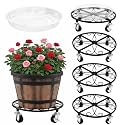 4 Pack Plant Caddy with Wheels 10 Inch Rolling Plant Stand for Large Plants Heavy Duty Plant Rollers Metal Plant Dolly Rustproof Planter Stand Wrought Iron Plant Stands Flower Cart Indoor Outdoor
