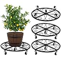4 Pack Plant Caddy with Wheels 20 Inch Rolling Plant Stand for Large Plants Heavy Duty Plant Rollers Metal Plant Dolly Rustproof Planter Stand Wrought Iron Plant Stands Flower Cart Outdoor