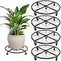 4 Pack Plant Caddy with Wheels 22 Inch Rolling Plant Stand for Large Plants Heavy Duty Plant Rollers Metal Plant Dolly Rustproof Planter Stand Wrought Iron Plant Stands Flower Cart Outdoor