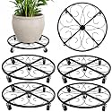 4 Pack Plant Caddy with Wheels 24 Inch Rolling Plant Stand for Large Plants Heavy Duty Plant Rollers Metal Plant Dolly Rustproof Planter Stand Wrought Iron Plant Stands Flower Cart Outdoor