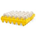 4-Pack Plastic Egg Tray Egg Crate, 30-Egg Flats for Home Chicken Farmers, Stackable & Durable, Great for Storing, Sorting & Shipping, and Reusable (4-Pack Yellow)