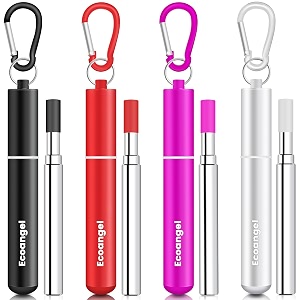 ecoangel cruise ship essentials reusable metal straws 4 pack