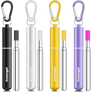 ecoangel cruise ship essentials reusable metal straws 4 pack