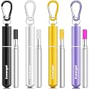 Ecoangel Cruise Ship Essentials, Reusable Metal Straws (4 Pack)