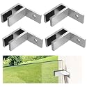 4 Pack Railing Wall to Glass Clamp, F Shape Stainless Steel T304 Bracket for Indoor &amp; Outdoor, Brushed Finish Railing Glass Clip Holder for Fence, Balustrade, Balcony Deck