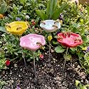 4 Pack Resin Flower Water Stations Cups Garden Stakes, Rainbow, Stylish
