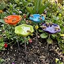 4 Pack Resin Flower Water Stations Cups Garden Stakes, Rainbow, Classic