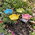 4 Pack Resin Flower Water Stations Cups Garden Stakes, Colorful, Lovely