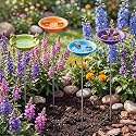4 Pack Resin Flower Water Stations Cups Garden Stakes, Rainbow, Novel
