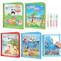 4 Pack Reusable Water Coloring Books for Toddlers, Paint with Water Books,Mess-Free Coloring Book, Portable Educational Doodle Drawing Toy, Improving Children's Imagination, Color Perception