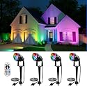 4 Pack RGB Landscape 12W Spotlights for Outdoor &amp; Indoor Decoration Waterproof 120V Wired Color Changing Spot Light with Remote for Lighting Garden Tree, Potted Flowers, Cabinet Display, Artwork
