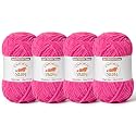 4 Pack Rose Fluffy Velvet Yarn for Crocheting, Chunky Chenille Baby Blanket Yarn for Crochet, Soft Fuzzy Puzzle Yarn for Knitting, (100g/3.53oz Each) Bulky Thick Amigurumi Crochet Yarns