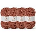 4 Pack Rust Fluffy Velvet Yarn for Crocheting, Chunky Chenille Baby Blanket Yarn for Crochet, Soft Fuzzy Puzzle Yarn for Knitting, (100g/3.53oz Each) Bulky Thick Amigurumi Crochet Yarns
