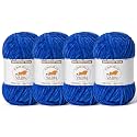4 Pack Sapphire Blue Fluffy Velvet Yarn for Crocheting, Chunky Chenille Baby Blanket Yarn for Crochet, Soft Fuzzy Puzzle Yarn for Knitting, (100g/3.53oz Each) Bulky Thick Amigurumi Crochet Yarns