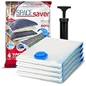 4 Pack Small Vacuum Storage Bags for Comforters, Blankets &amp; Clothes – Vacuum Sealed Compression Bags with Hand Pump – Space Saver Storage Bags for Bedding, Moving, Travel &amp; Organization