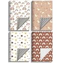 4 Pack Soft Boho Baby Blankets for Unisex Girls or Boys - Breathable Gender Neutral Nursery Double Layer Blankets with Dotted Backing and Boho Print for Newborn Toddlers