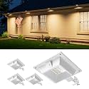 FALOVE 4 Pack Warm White Solar Power Gutter Mount Lights Outdoor Waterproof