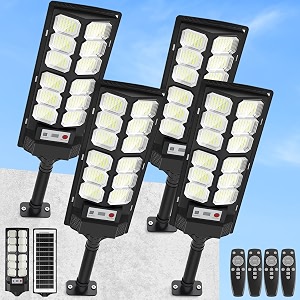 4-Pack Solar Street Lights Outdoor 13000LM 6500K