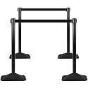 4 Pack Stanchions with Retractable Belts - Crowd Control Barriers with Weighted Rectangle Rubber Base, 10FT Retractable Belt Stanchions for Queue Line, Events, Public Safety(Black，4 Pack）