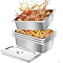 4 Pack Steam Table Hotel Pans, 1/2 Size 4 Inch Deep Stainless Steel Metal Tray Sets, Food Storage Container for Restaurant Chafing Dishes Commercial Buffet Warmer Catering Storage