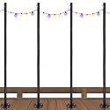 4 Pack String Light Poles with Anchor Base and Mounting Bracket, 10ft
