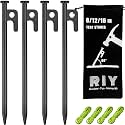 4 Pack Tent Stakes Heavy Duty Metal Tent Pegs for Camping Steel Tent Stakes 8 inch Unbreakable and Inflexible Black