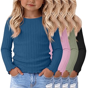 4 Pack Toddler Girls Long Sleeve Shirts